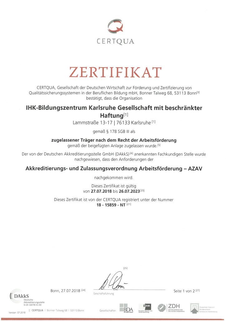 Zertifikatslehrgänge in Karlsruhe und Umgebung